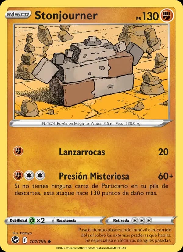 Stonjourner — Tempestad Plateada 101 Spanish Pokémon card