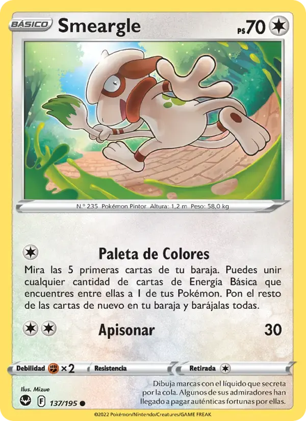 Smeargle — Tempestad Plateada 137 Spanish Pokémon card