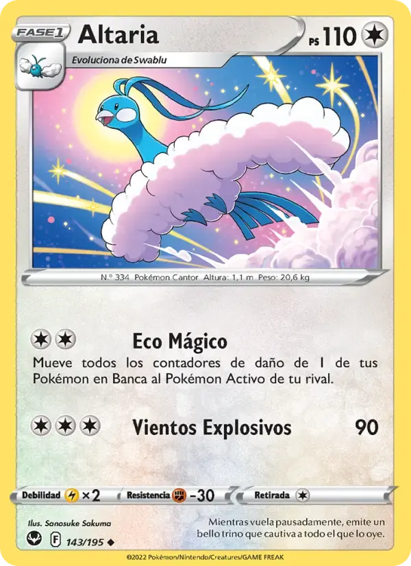 Altaria — Tempestad Plateada 143 Spanish Pokémon card