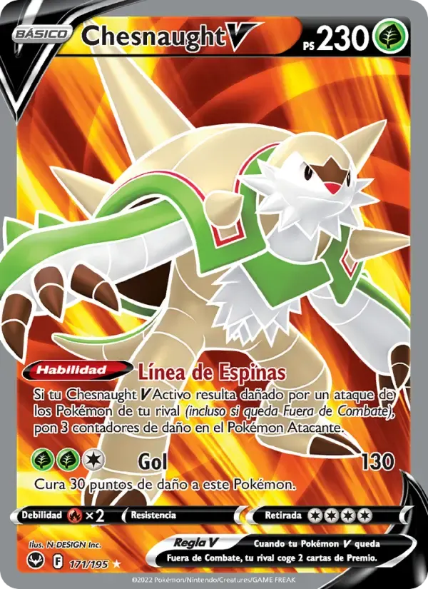 Chesnaught V — Tempestad Plateada 171 Spanish Pokémon card