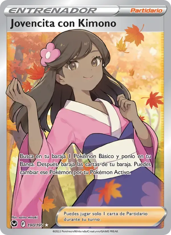Jovencita con Kimono — Tempestad Plateada 190 Spanish Pokémon card