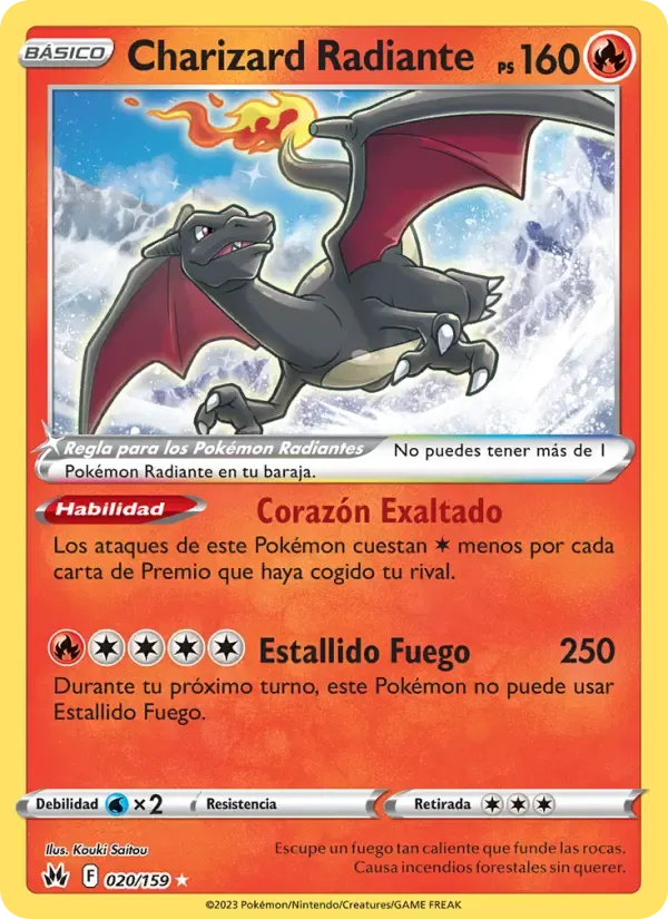 Charizard Radiante — Cenit Supremo 20 Spanish Pokémon card
