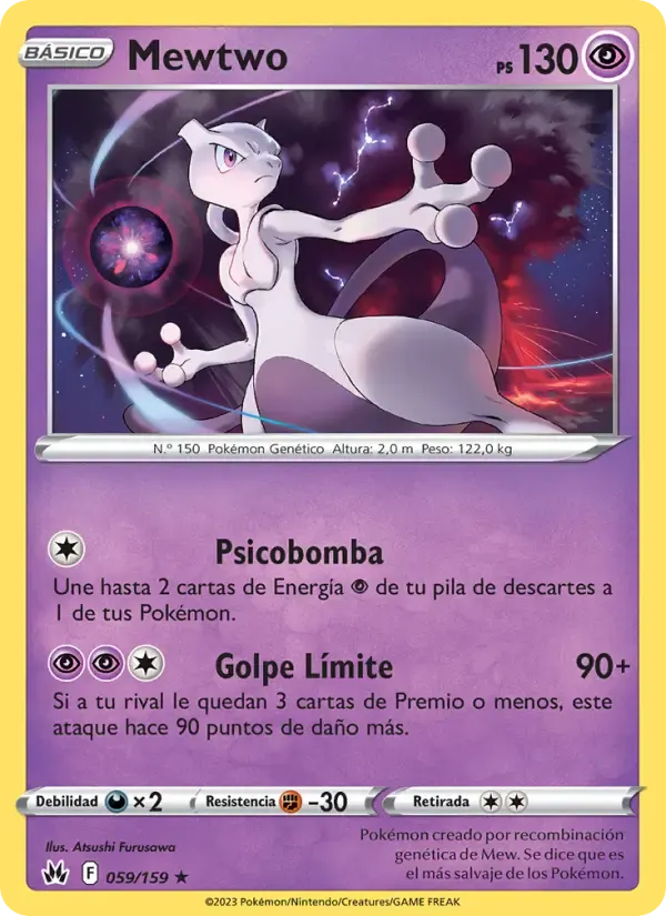 Mewtwo — Cenit Supremo 59 Spanish Pokémon card
