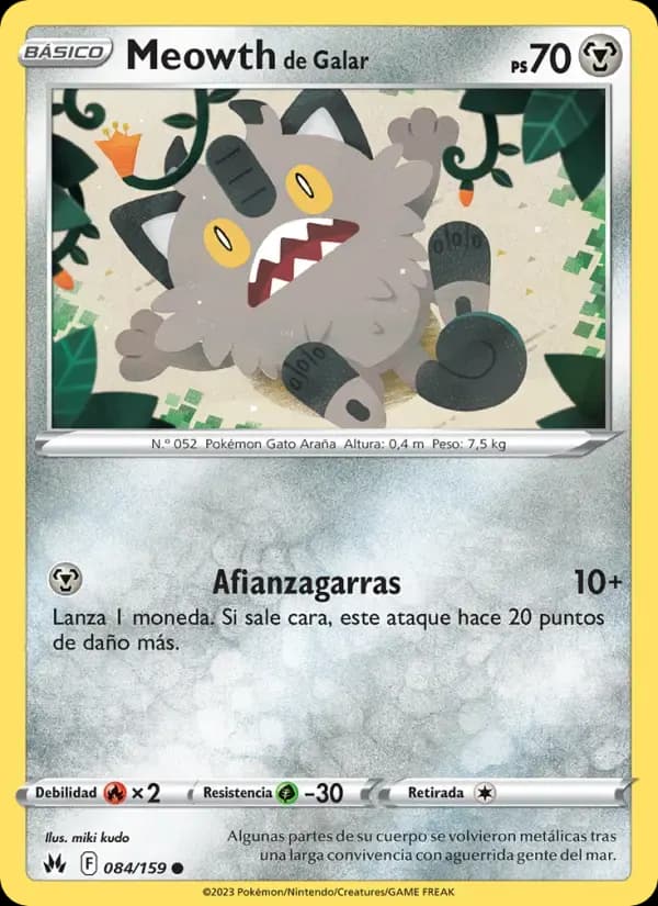 Meowth de Galar — Cenit Supremo 84 Spanish Pokémon card