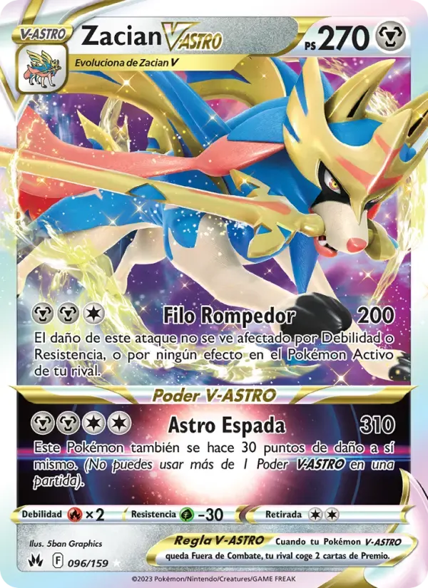 Zacian V-ASTRO — Cenit Supremo 96 Spanish Pokémon card