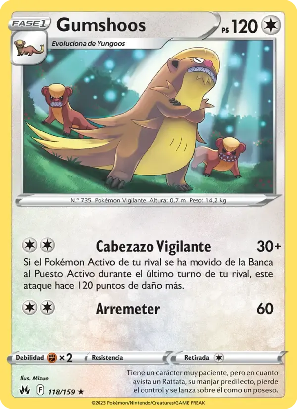 Gumshoos — Cenit Supremo 118 Spanish Pokémon card