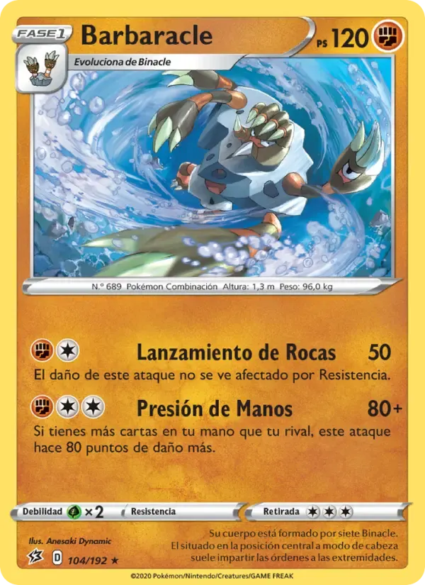 Barbaracle — Choque Rebelde 104 Spanish Pokémon card