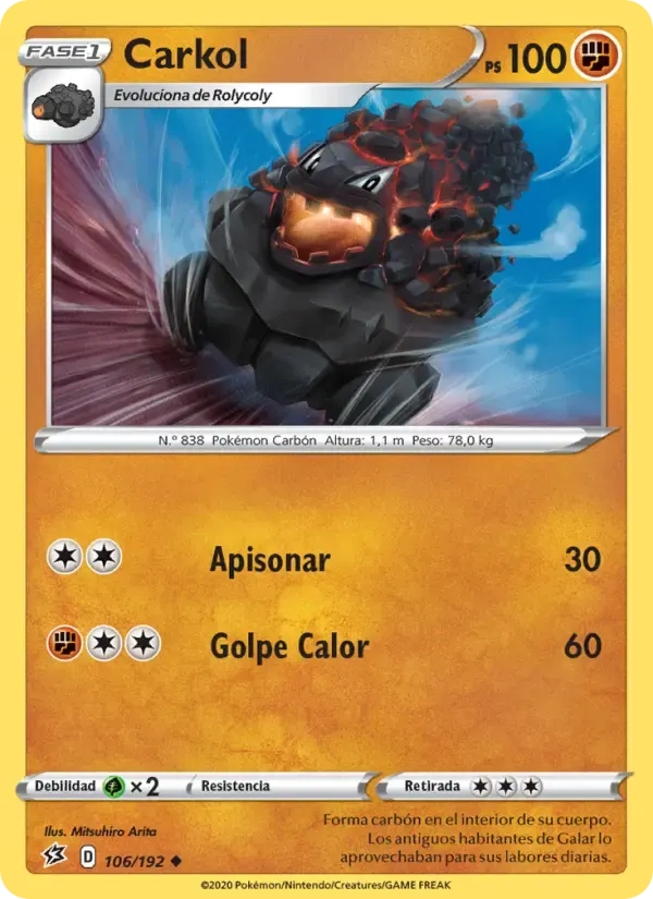 Carkol — Choque Rebelde 106 Spanish Pokémon card