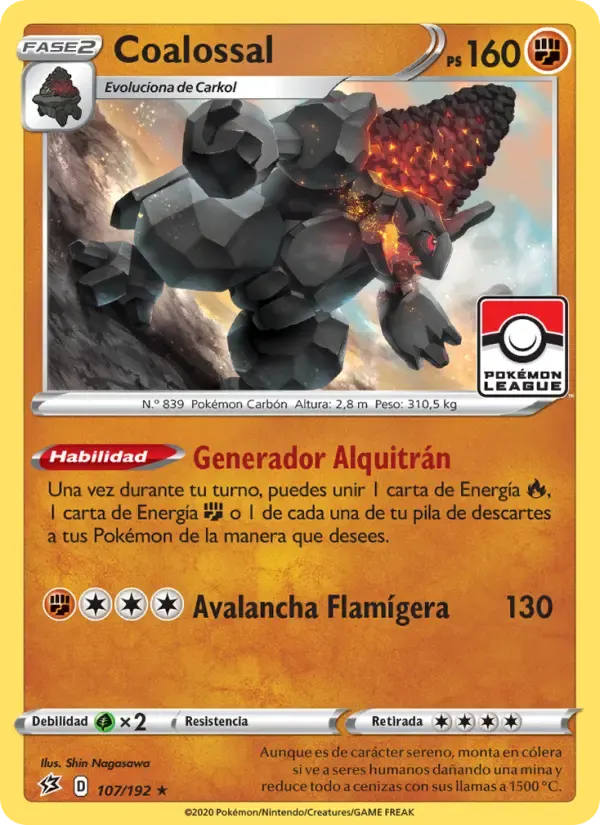 Coalossal — Choque Rebelde 107 Spanish Pokémon card