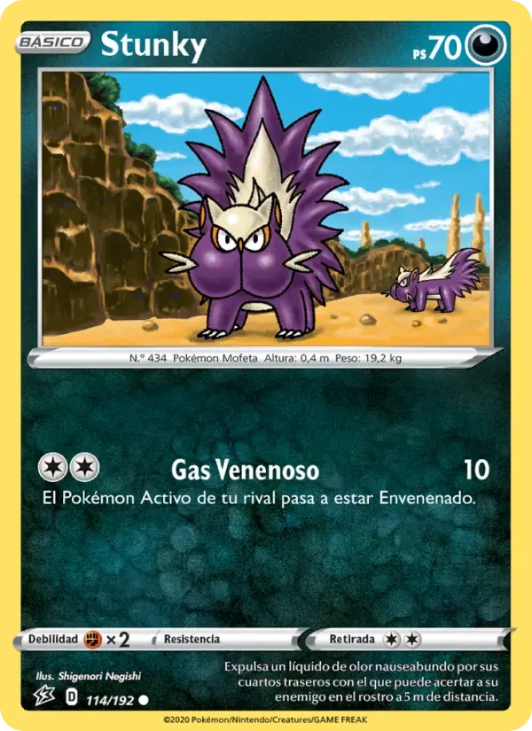 Stunky — Choque Rebelde 114 Spanish Pokémon card