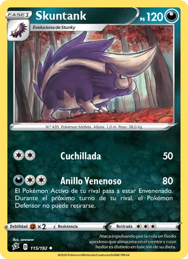 Skuntank — Choque Rebelde 115 Spanish Pokémon card