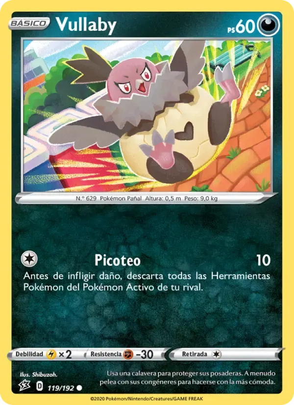 Vullaby — Choque Rebelde 119 Spanish Pokémon card