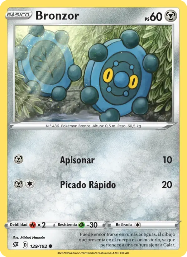 Bronzor — Choque Rebelde 129 Spanish Pokémon card