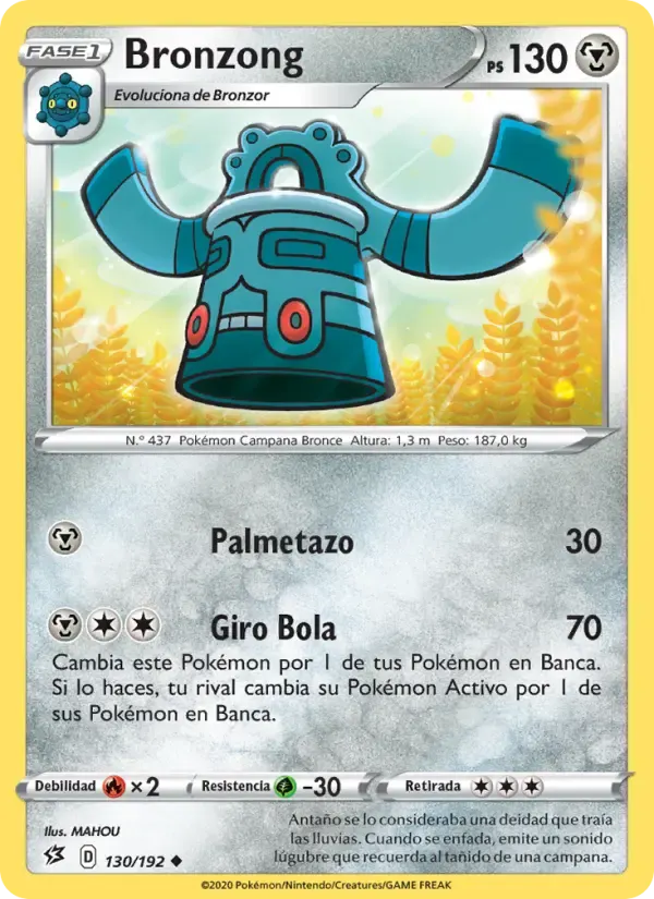 Bronzong — Choque Rebelde 130 Spanish Pokémon card