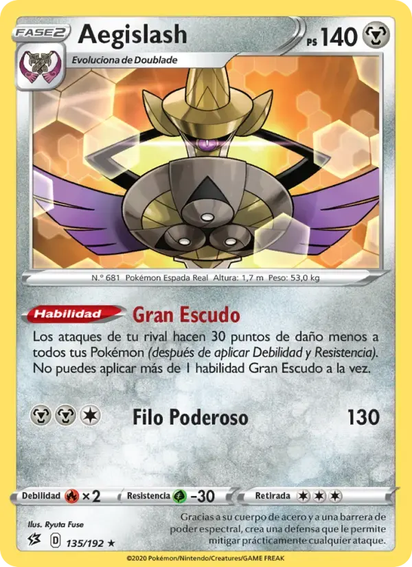 Aegislash — Choque Rebelde 135 Spanish Pokémon card