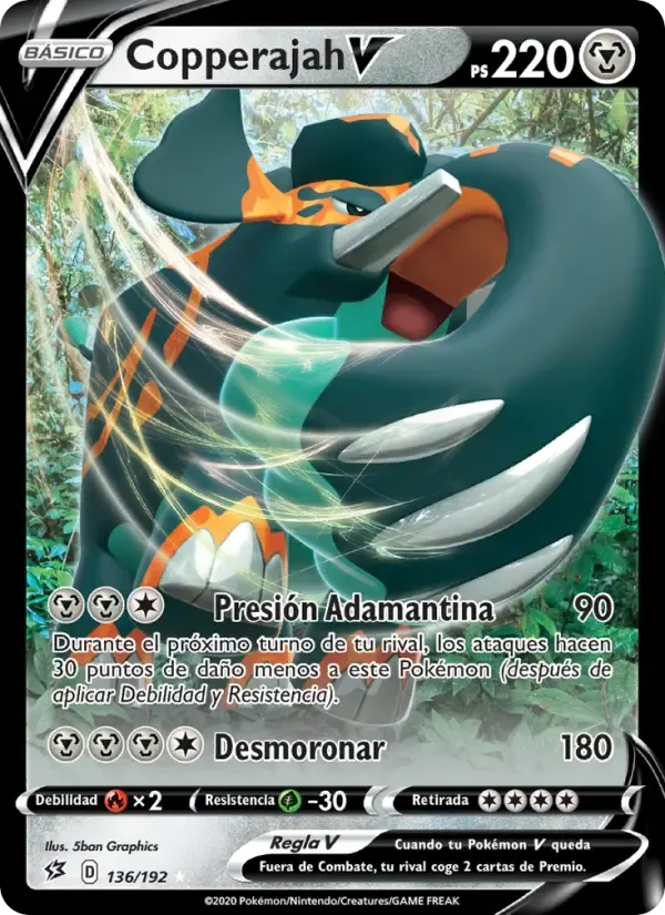 Copperajah V — Choque Rebelde 136 Spanish Pokémon card