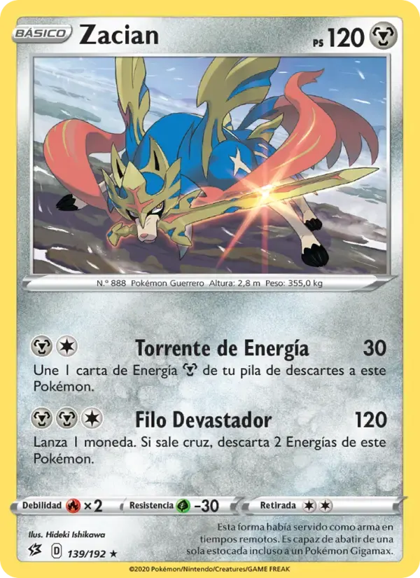 Zacian — Choque Rebelde 139 Spanish Pokémon card