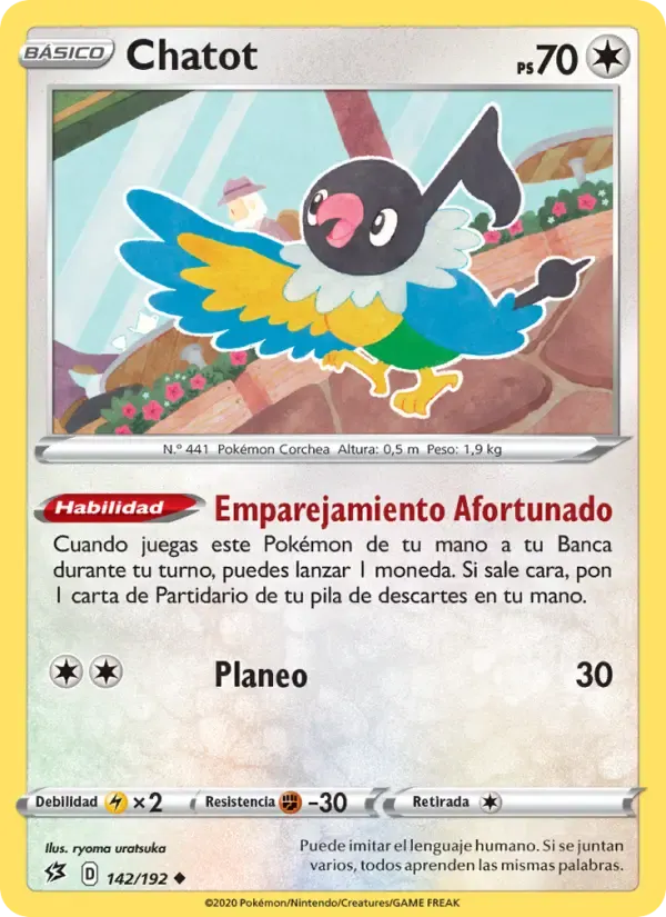 Chatot — Choque Rebelde 142 Spanish Pokémon card