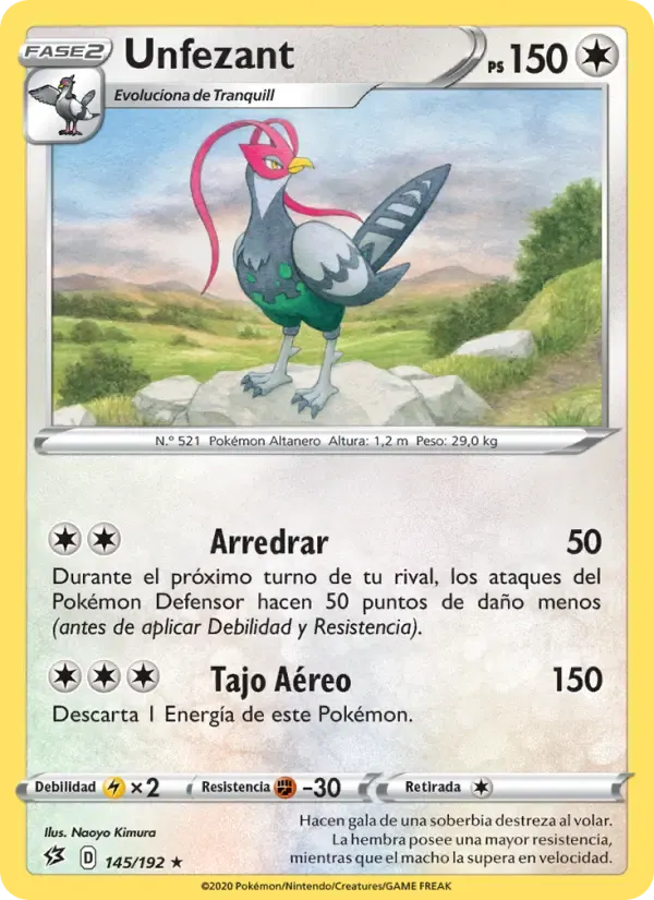 Unfezant — Choque Rebelde 145 Spanish Pokémon card