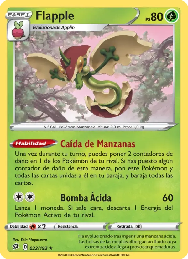 Flapple — Choque Rebelde 22 Spanish Pokémon card