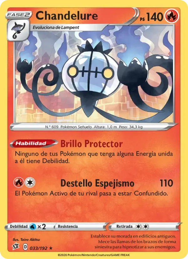 Chandelure — Choque Rebelde 33 Spanish Pokémon card