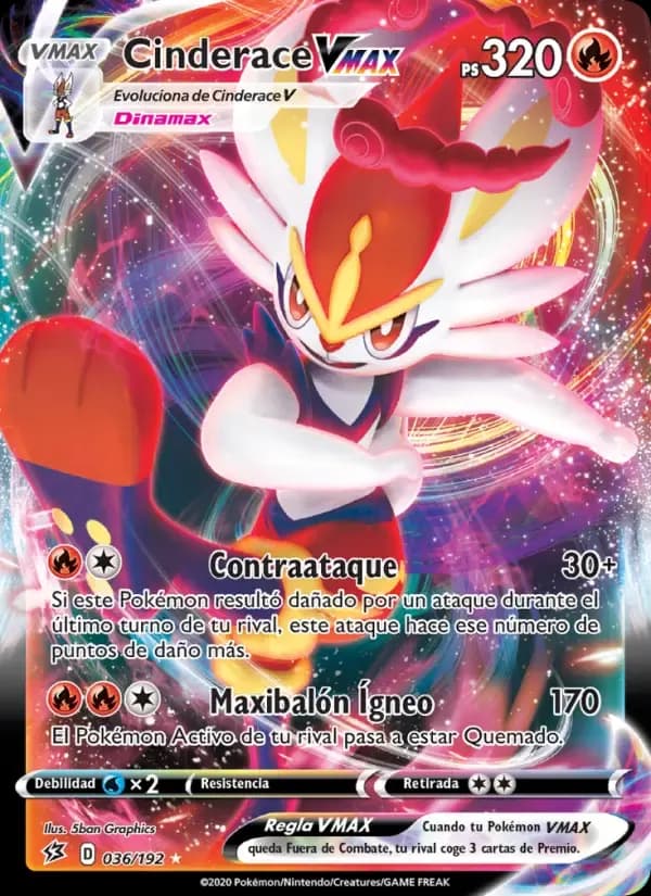 Cinderace VMAX — Choque Rebelde 36 Spanish Pokémon card