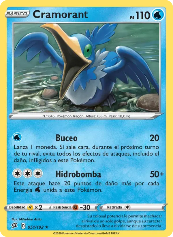 Cramorant — Choque Rebelde 51 Spanish Pokémon card