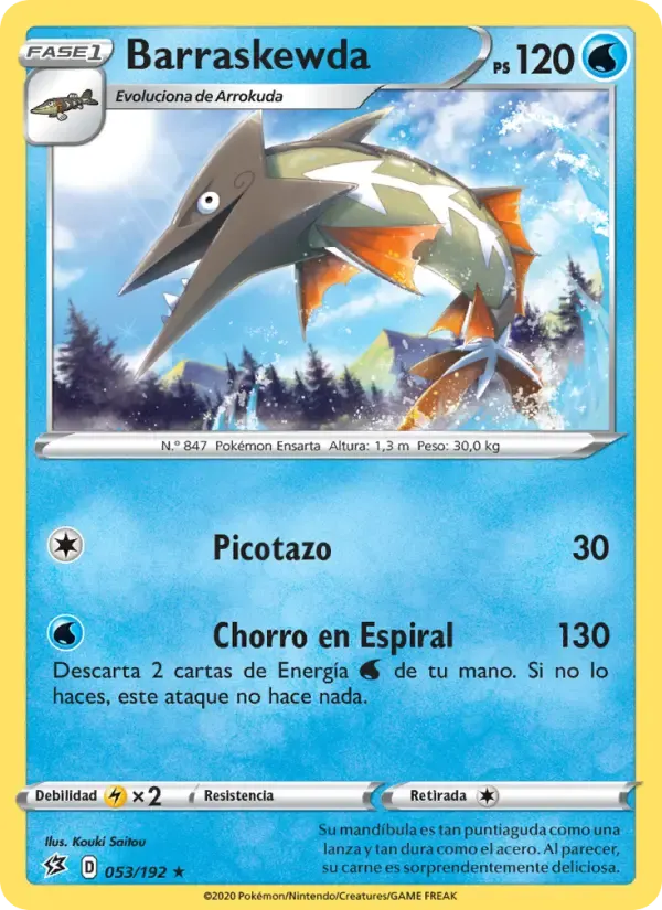 Barraskewda — Choque Rebelde 53 Spanish Pokémon card