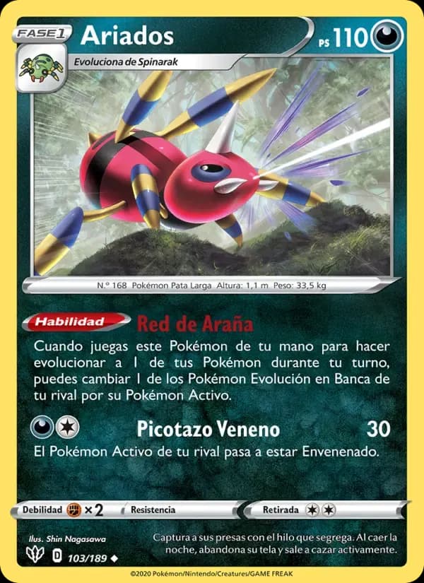 Ariados — Oscuridad Incandescente 103 Spanish Pokémon card