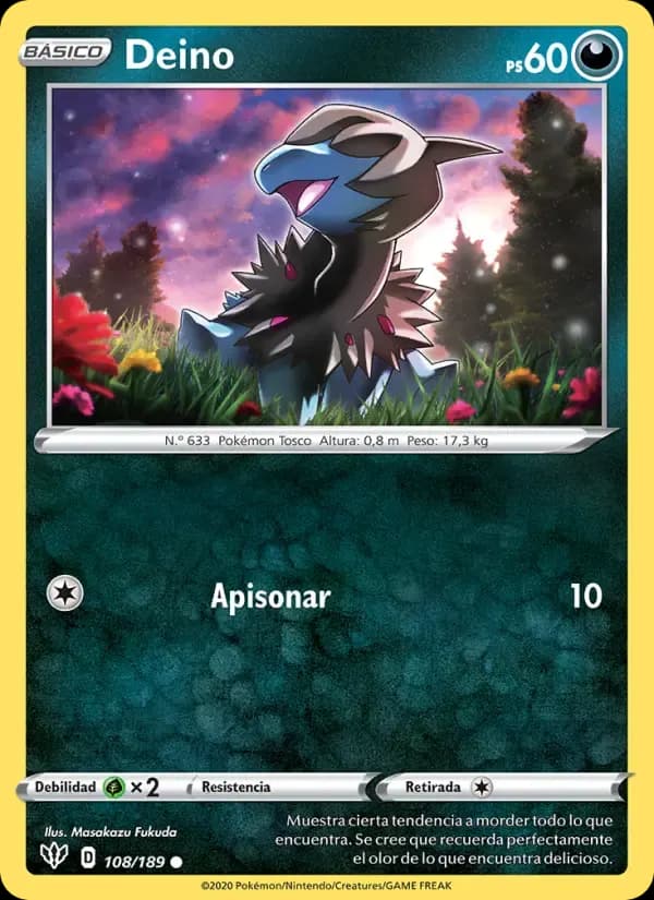 Deino — Oscuridad Incandescente 108 Spanish Pokémon card