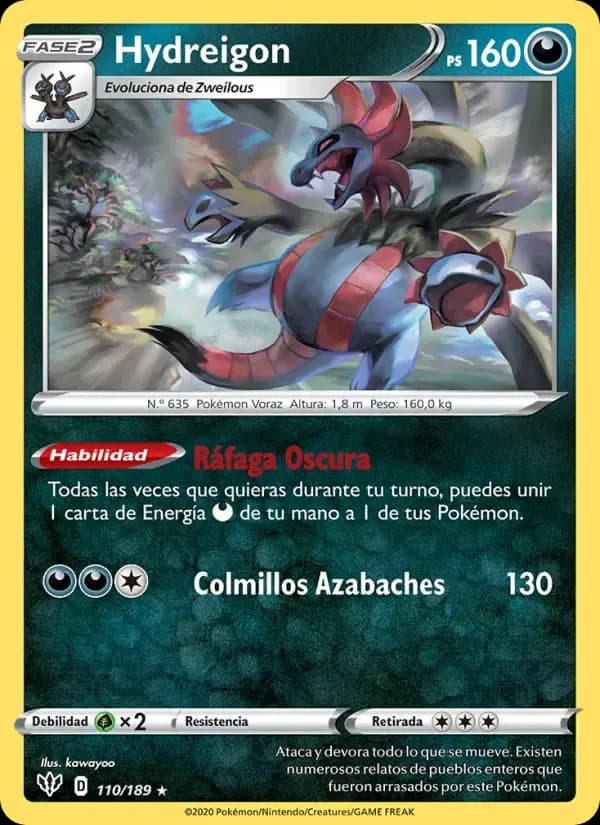 Hydreigon — Oscuridad Incandescente 110 Spanish Pokémon card