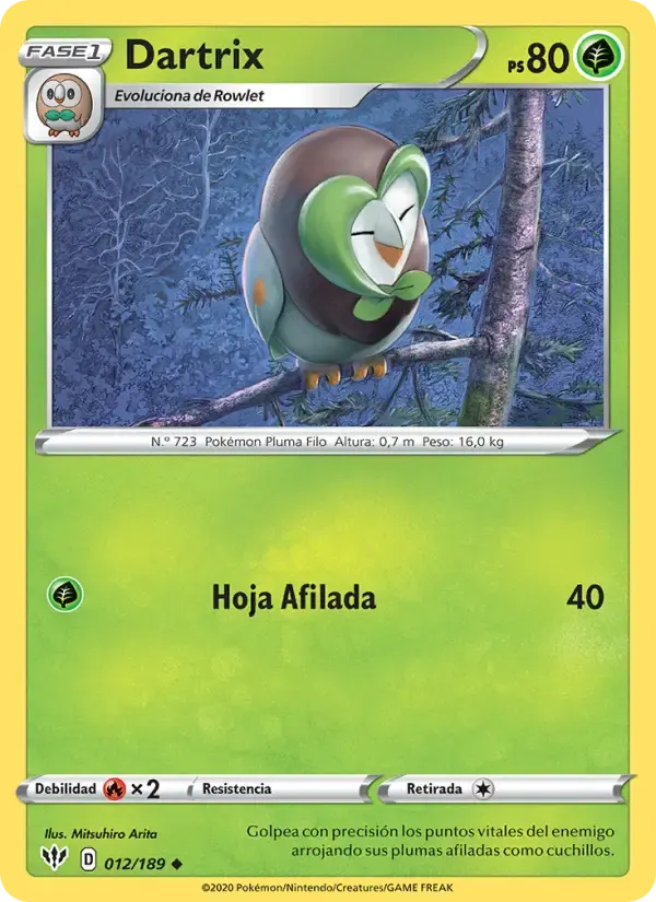 Dartrix — Oscuridad Incandescente 12 Spanish Pokémon card