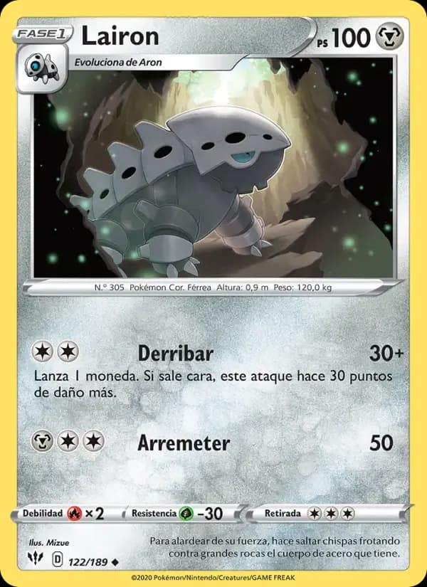 Lairon — Oscuridad Incandescente 122 Spanish Pokémon card