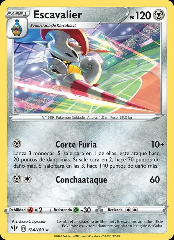 Escavalier — Oscuridad Incandescente 124 Spanish Pokémon card