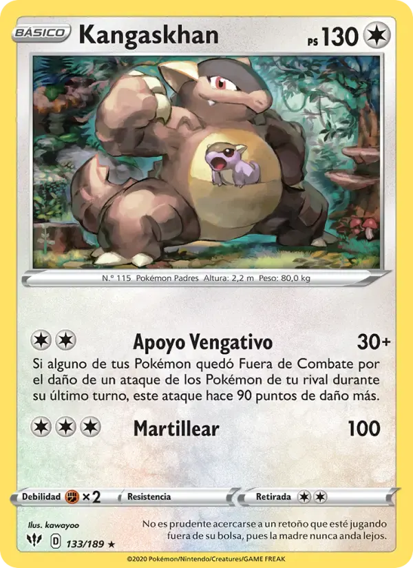 Kangaskhan — Oscuridad Incandescente 133 Spanish Pokémon card