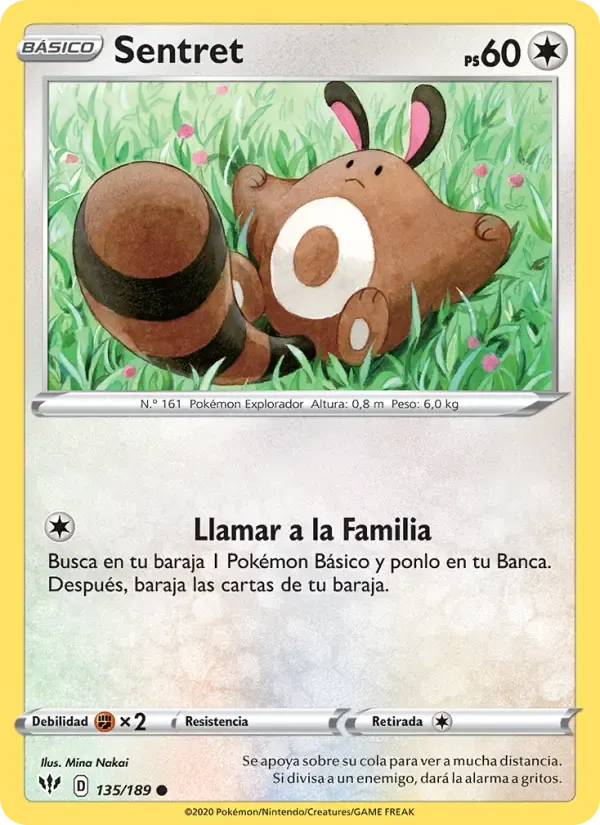 Sentret — Oscuridad Incandescente 135 Spanish Pokémon card