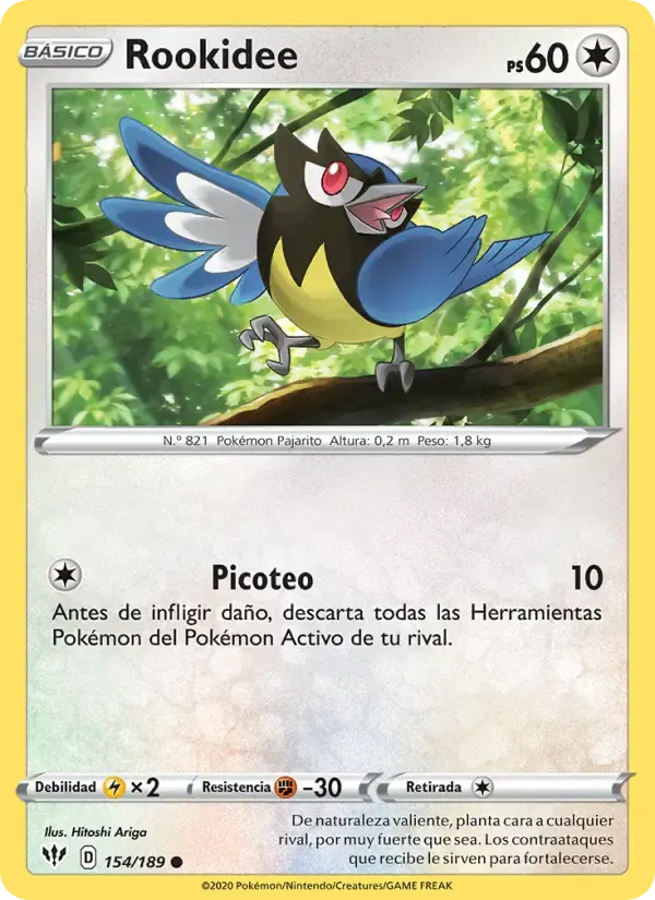 Rookidee — Oscuridad Incandescente 154 Spanish Pokémon card