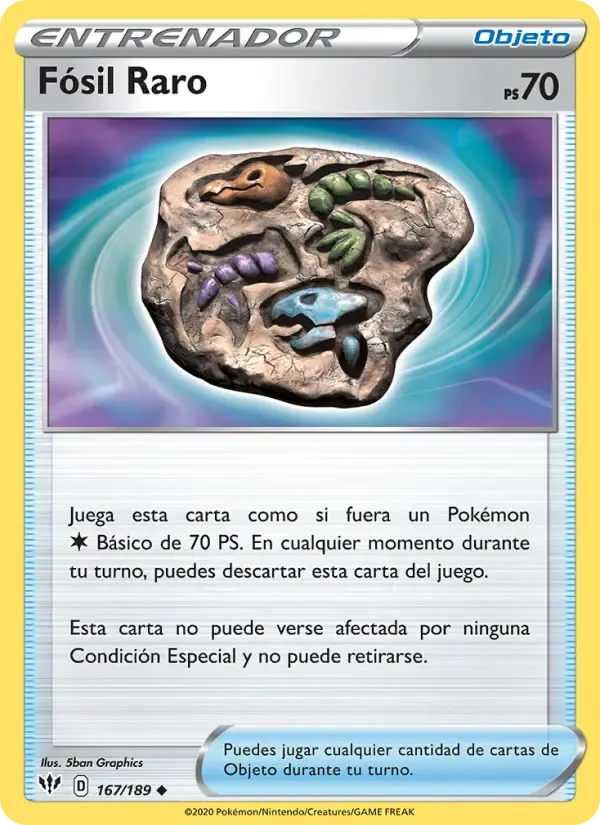 Fósil Raro — Oscuridad Incandescente 167 Spanish Pokémon card
