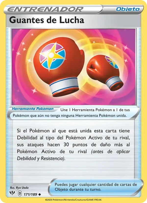 Guantes de Lucha — Oscuridad Incandescente 171 Spanish Pokémon card