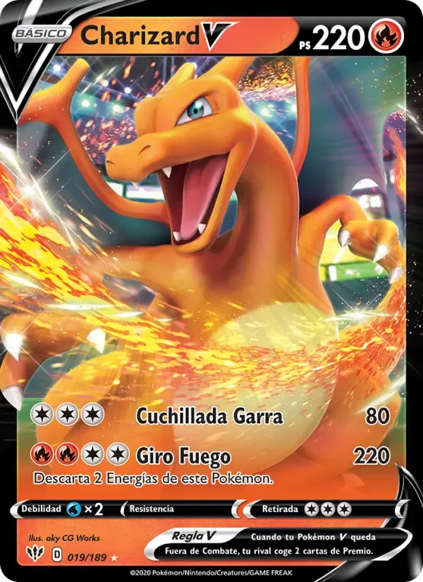 Charizard V — Oscuridad Incandescente 19 Spanish Pokémon card
