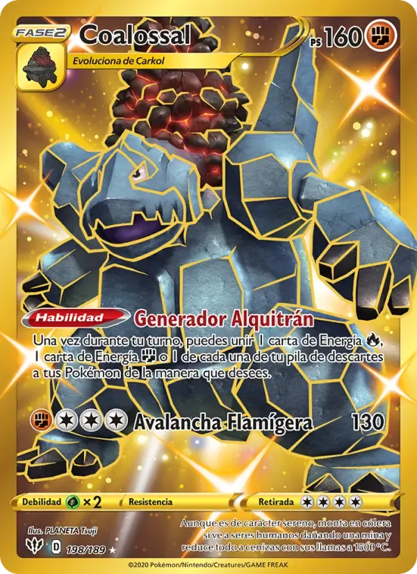Coalossal — Oscuridad Incandescente 198 Spanish Pokémon card