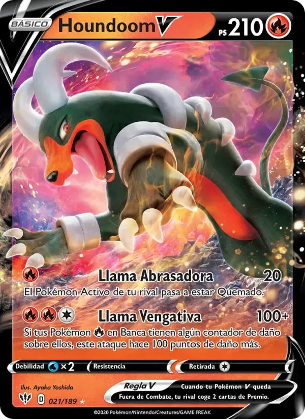Houndoom V — Oscuridad Incandescente 21 Spanish Pokémon card