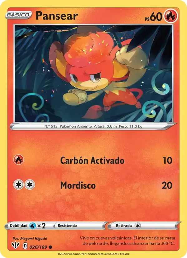 Pansear — Oscuridad Incandescente 26 Spanish Pokémon card