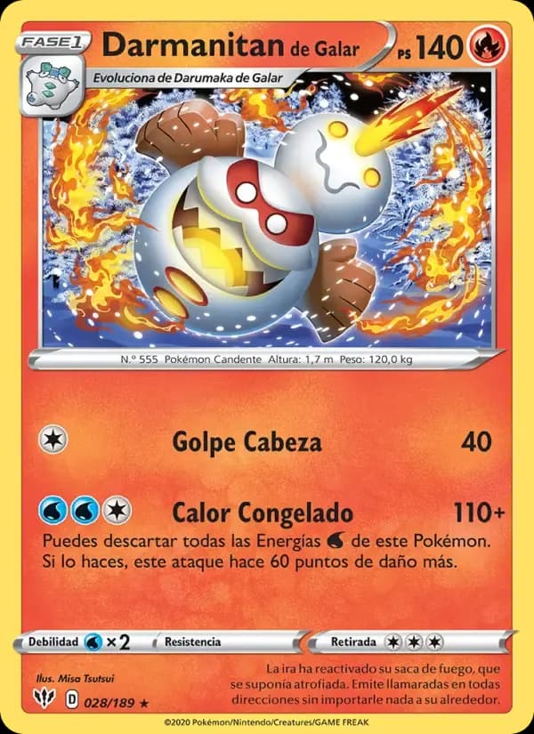 Darmanitan de Galar — Oscuridad Incandescente 28 Spanish Pokémon card