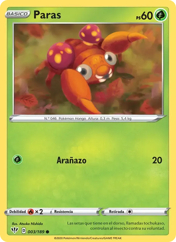 Paras — Oscuridad Incandescente 3 Spanish Pokémon card