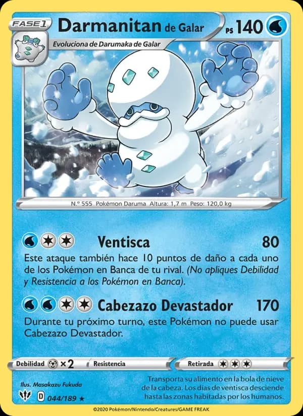 Darmanitan de Galar — Oscuridad Incandescente 44 Spanish Pokémon card