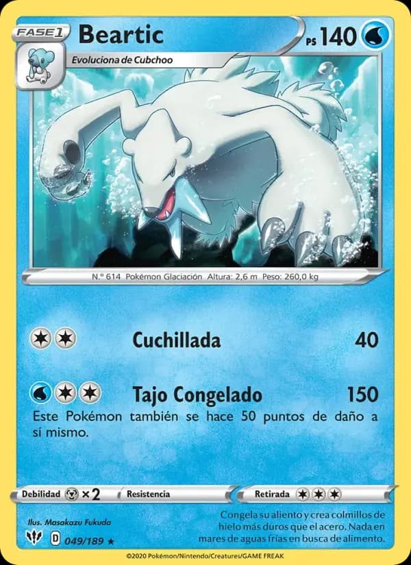 Beartic — Oscuridad Incandescente 49 Spanish Pokémon card