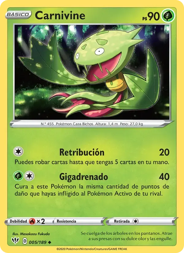Carnivine — Oscuridad Incandescente 5 Spanish Pokémon card