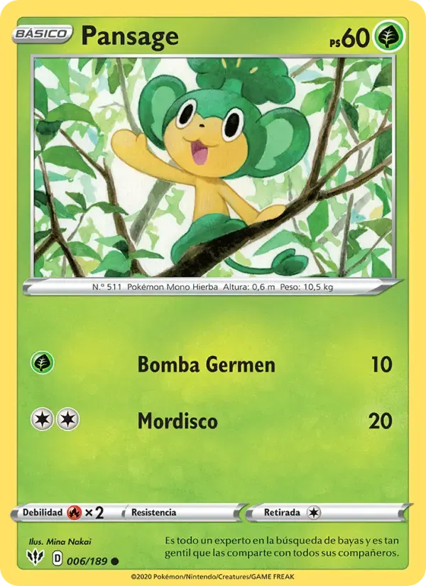 Pansage — Oscuridad Incandescente 6 Spanish Pokémon card