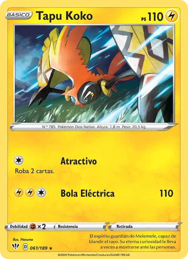 Tapu Koko — Oscuridad Incandescente 61 Spanish Pokémon card